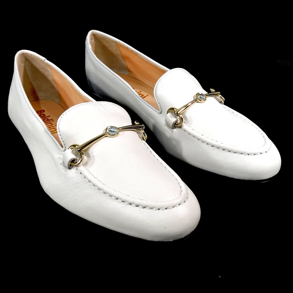 BALDININI 🇮🇹WOMEN'S  WHITE SOFT LEATHER COMFORT LOAFERS - Picture 3 of 12